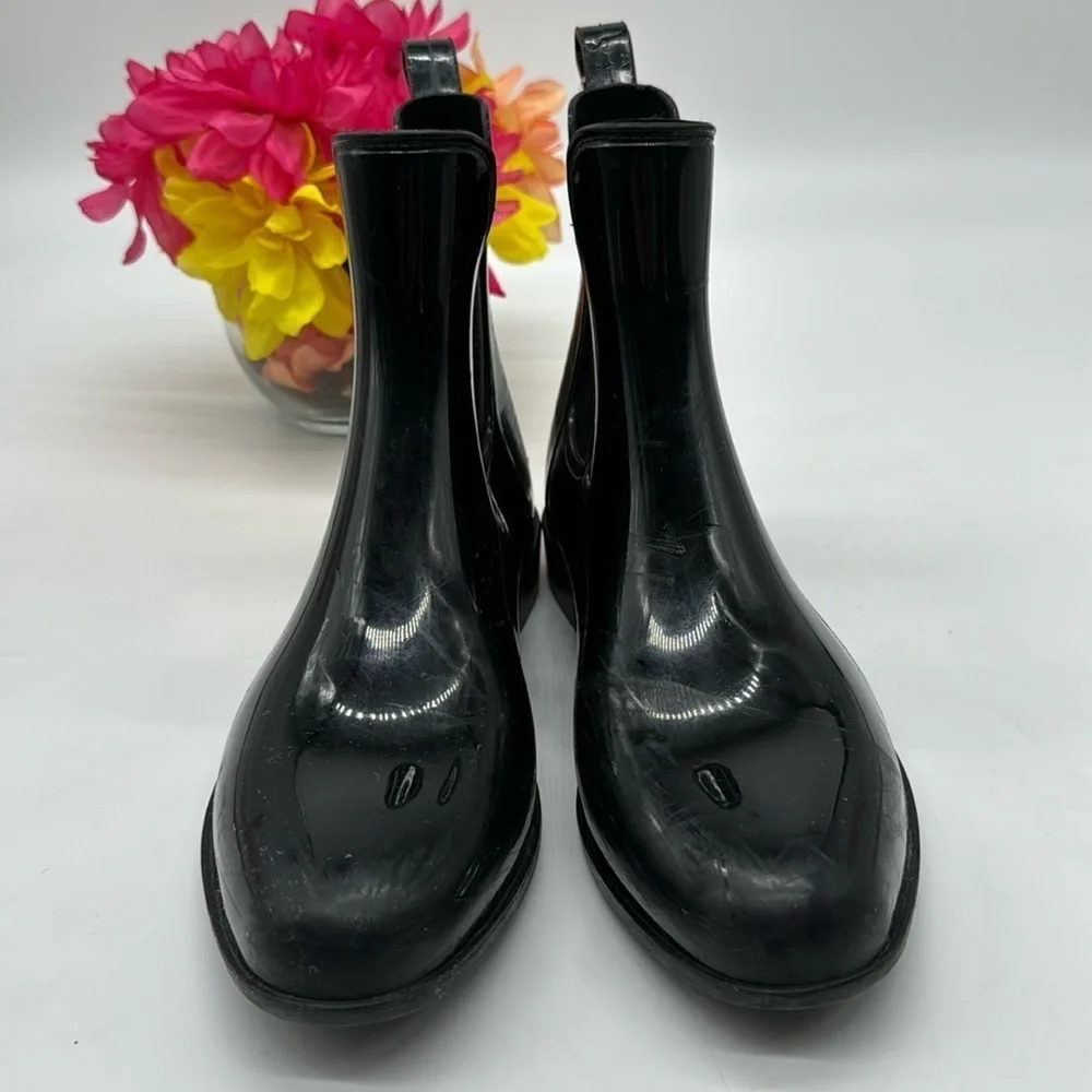 Ralph Lauren Tally Black Pull On Short Rain Boots Size 9 BAB6611H